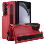 Custodia per telefono in PU con doppia fibbia pieghevole a copertura totale con fessure per penna, For Samsung Galaxy Z Fold5, For Samsung Galaxy Z Fold4, For Samsung Galaxy Z Fold3