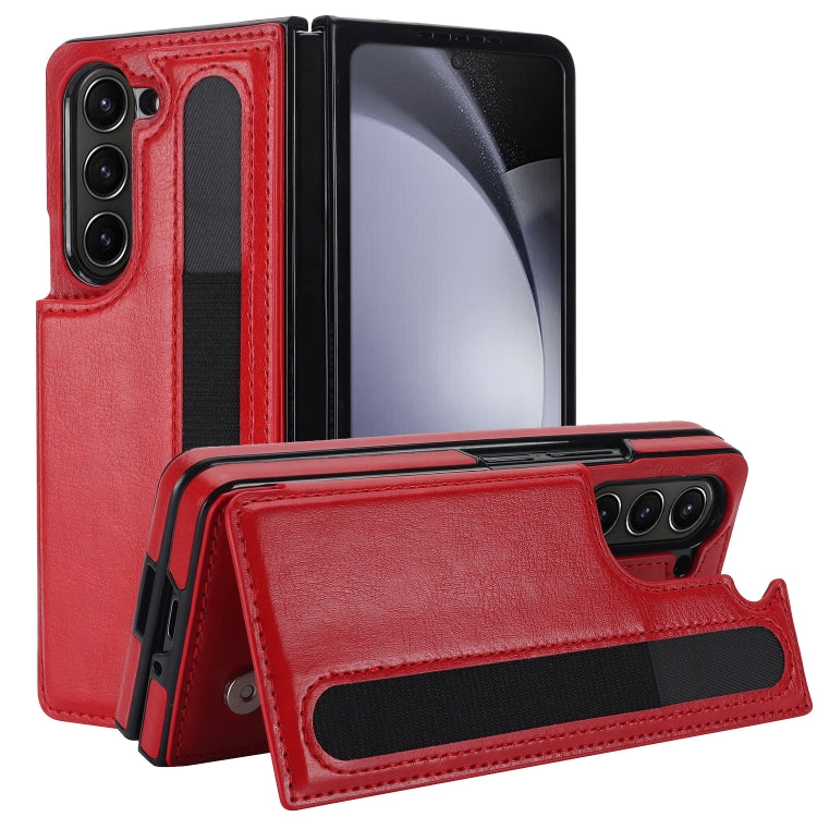Custodia per telefono in PU con doppia fibbia pieghevole a copertura totale con fessure per penna, For Samsung Galaxy Z Fold5, For Samsung Galaxy Z Fold4, For Samsung Galaxy Z Fold3