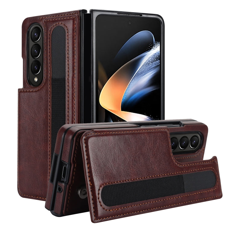Custodia per telefono in PU con doppia fibbia pieghevole a copertura totale con fessure per penna, For Samsung Galaxy Z Fold5, For Samsung Galaxy Z Fold4, For Samsung Galaxy Z Fold3