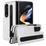 Custodia per telefono in PU con doppia fibbia pieghevole a copertura totale con fessure per penna, For Samsung Galaxy Z Fold5, For Samsung Galaxy Z Fold4, For Samsung Galaxy Z Fold3