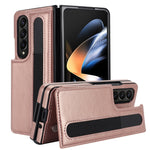 Custodia per telefono in PU con doppia fibbia pieghevole a copertura totale con fessure per penna, For Samsung Galaxy Z Fold5, For Samsung Galaxy Z Fold4, For Samsung Galaxy Z Fold3