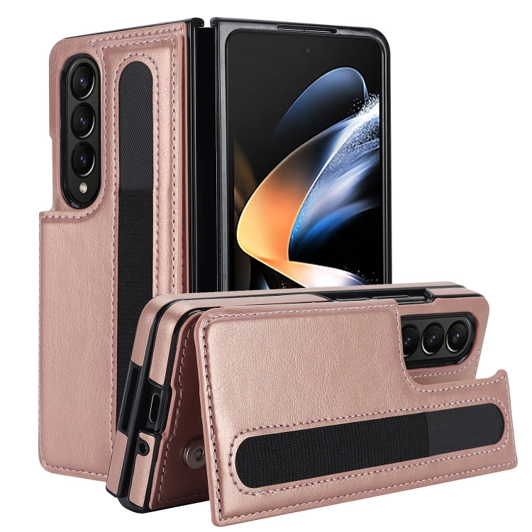 Custodia per telefono in PU con doppia fibbia pieghevole a copertura totale con fessure per penna, For Samsung Galaxy Z Fold5, For Samsung Galaxy Z Fold4, For Samsung Galaxy Z Fold3