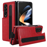 Custodia per telefono in PU con doppia fibbia pieghevole a copertura totale con fessure per penna, For Samsung Galaxy Z Fold5, For Samsung Galaxy Z Fold4, For Samsung Galaxy Z Fold3