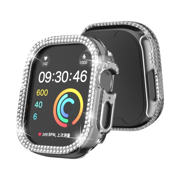 Cassa dell'orologio per PC con cavo a doppia fila di diamanti, For Apple Watch Ultra 2 / Ultra 49mm