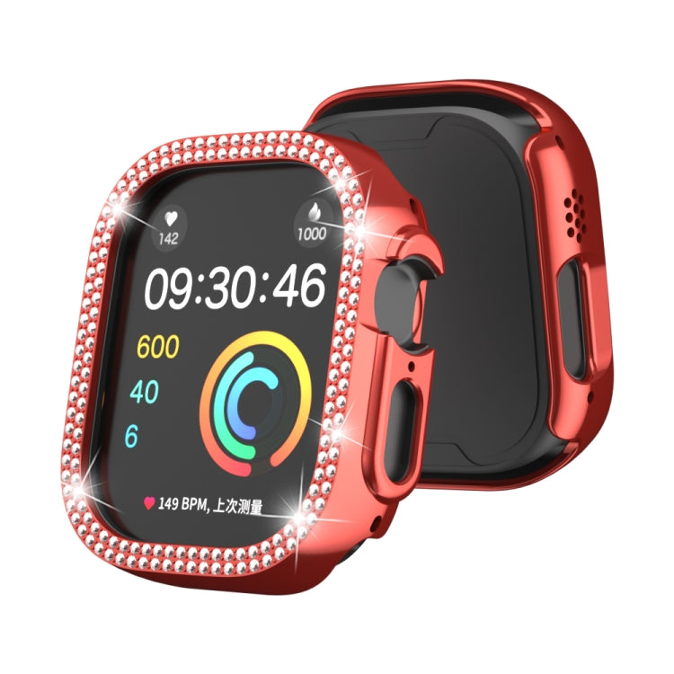 Cassa dell'orologio per PC con cavo a doppia fila di diamanti, For Apple Watch Ultra 2 / Ultra 49mm