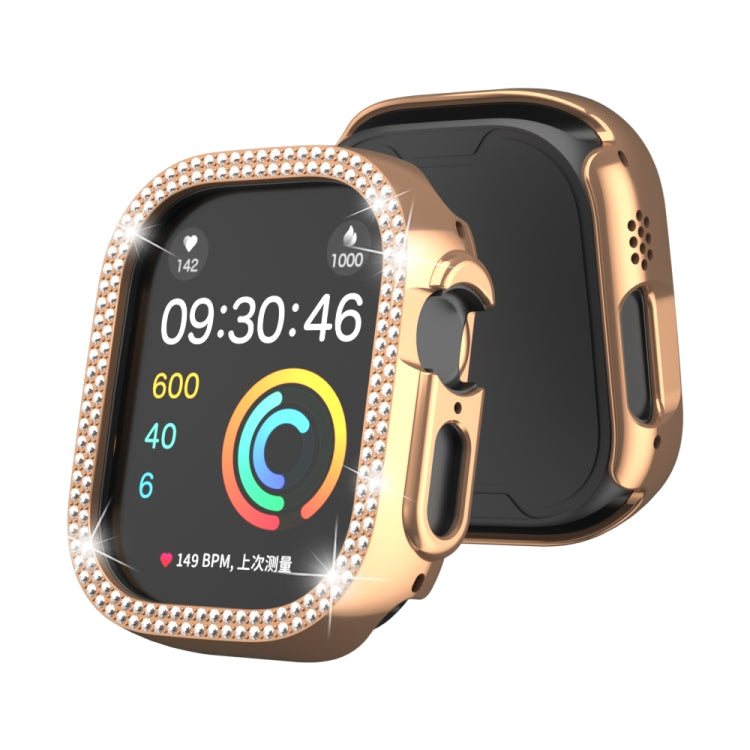 Cassa dell'orologio per PC con cavo a doppia fila di diamanti, For Apple Watch Ultra 2 / Ultra 49mm