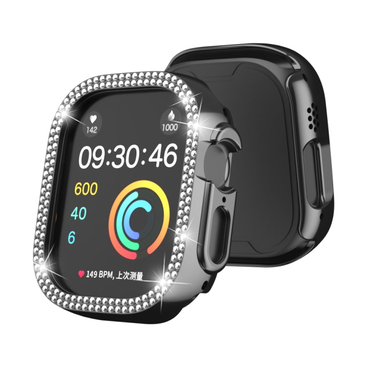 Cassa dell'orologio per PC con cavo a doppia fila di diamanti, For Apple Watch Ultra 2 / Ultra 49mm