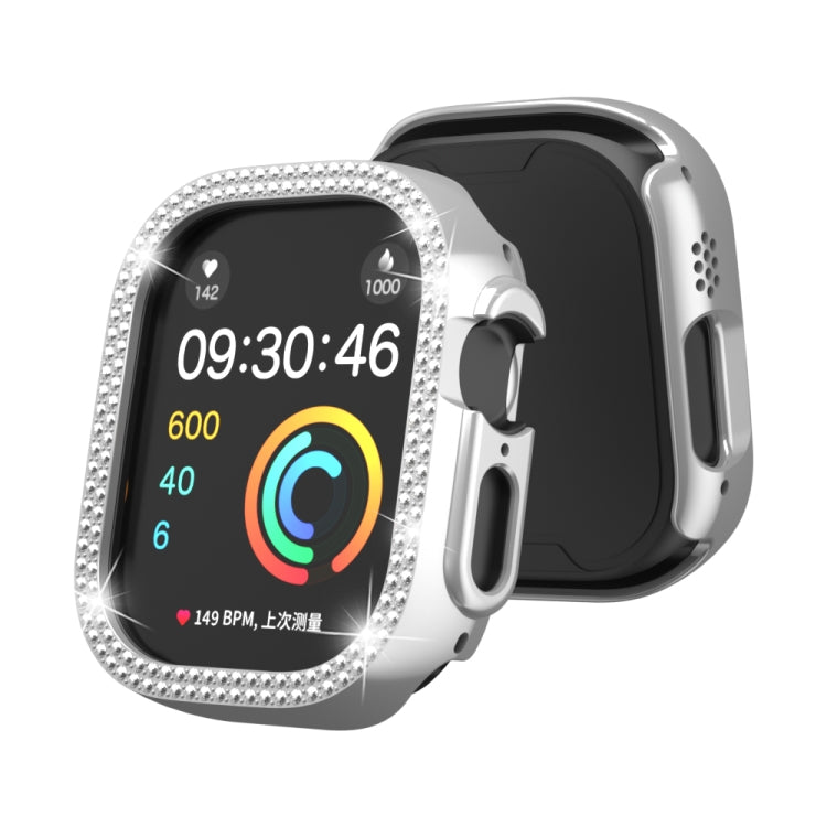 Cassa dell'orologio per PC con cavo a doppia fila di diamanti, For Apple Watch Ultra 2 / Ultra 49mm