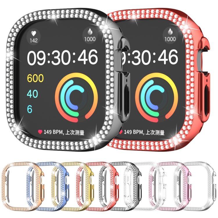 Cassa dell'orologio per PC con cavo a doppia fila di diamanti, For Apple Watch Ultra 2 / Ultra 49mm