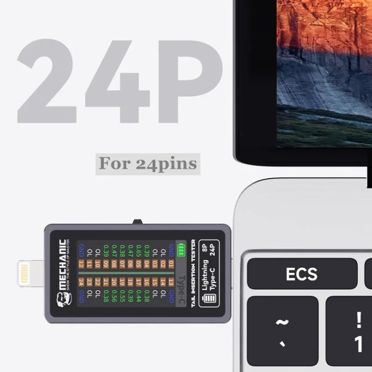 Mechanic T-824 Type-C to Lightning Tail Insertion Tester with High Precision Digital Display