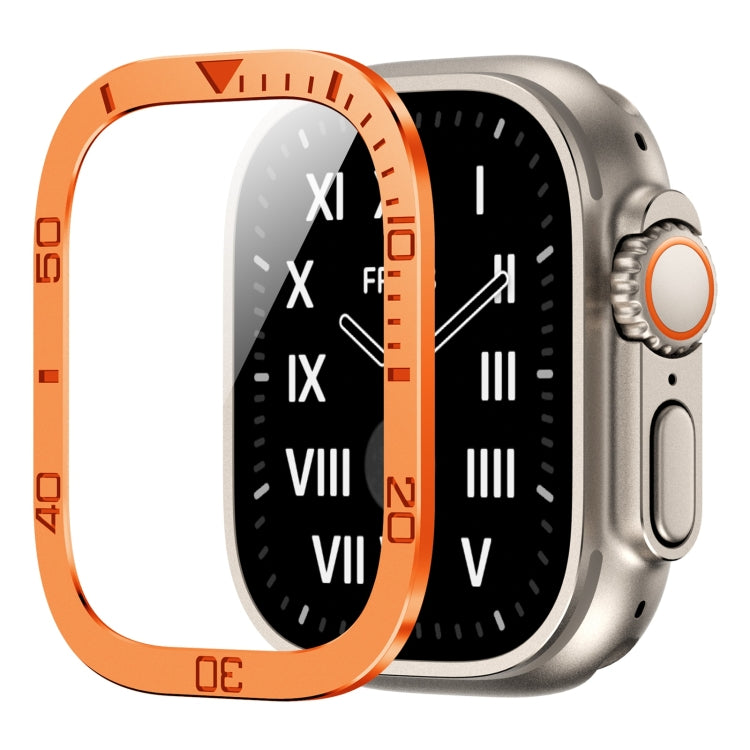 Anello numerico Montatura in metallo Pellicola temperata integrata, For Apple Watch Ultra 1 / 2 / 3 49mm