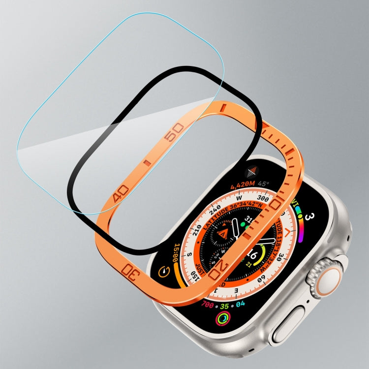 Anello numerico Montatura in metallo Pellicola temperata integrata, For Apple Watch Ultra 1 / 2 / 3 49mm