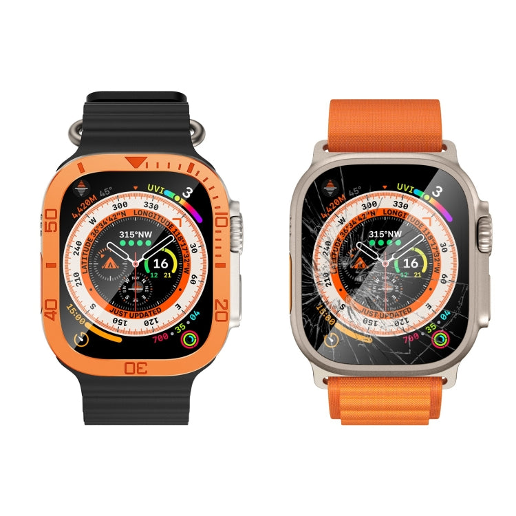 Anello numerico Montatura in metallo Pellicola temperata integrata, For Apple Watch Ultra 1 / 2 / 3 49mm