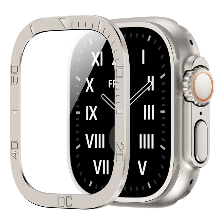 Anello numerico Montatura in metallo Pellicola temperata integrata, For Apple Watch Ultra 1 / 2 / 3 49mm