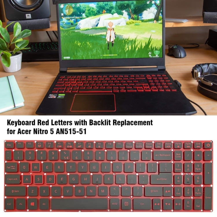 Tastiera per laptop con retroilluminazione rossa versione USA, For Acer Nitro 5 AN515-41, For Acer Nitro 5 AN515-43, For Acer Aspire VN7-793G