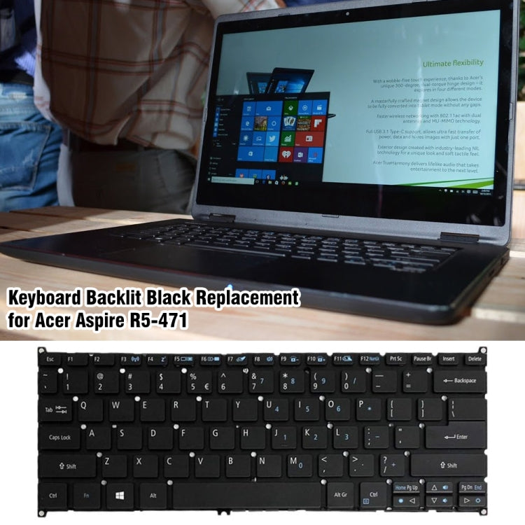 US Version Backlit Laptop Keyboard, For Acer R5-471, For Acer Swift 3 SF315-51, For Acer Swift 3 SF314-54