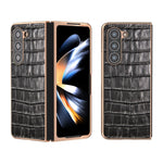 Custodia per telefono galvanica in vera pelle con trama di coccodrillo, For Samsung Galaxy S23 FE 5G, For Samsung Galaxy Z Fold5, For Samsung Galaxy Z Flip5