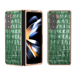 Custodia per telefono galvanica in vera pelle con trama di coccodrillo, For Samsung Galaxy S23 FE 5G, For Samsung Galaxy Z Fold5, For Samsung Galaxy Z Flip5