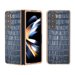 Custodia per telefono galvanica in vera pelle con trama di coccodrillo, For Samsung Galaxy S23 FE 5G, For Samsung Galaxy Z Fold5, For Samsung Galaxy Z Flip5