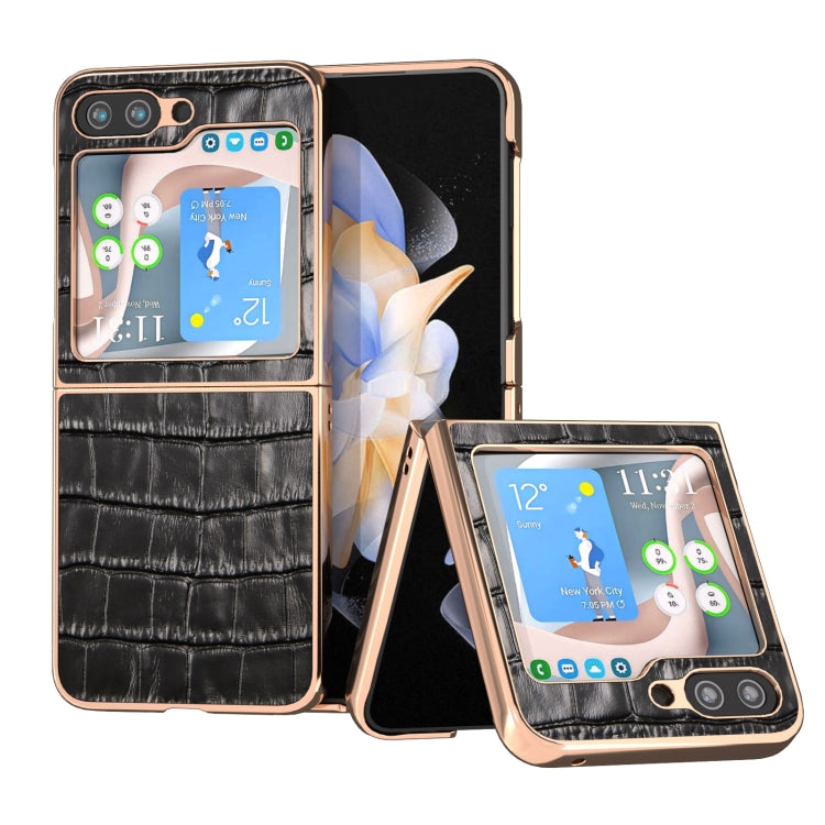 Custodia per telefono galvanica in vera pelle con trama di coccodrillo, For Samsung Galaxy S23 FE 5G, For Samsung Galaxy Z Fold5, For Samsung Galaxy Z Flip5