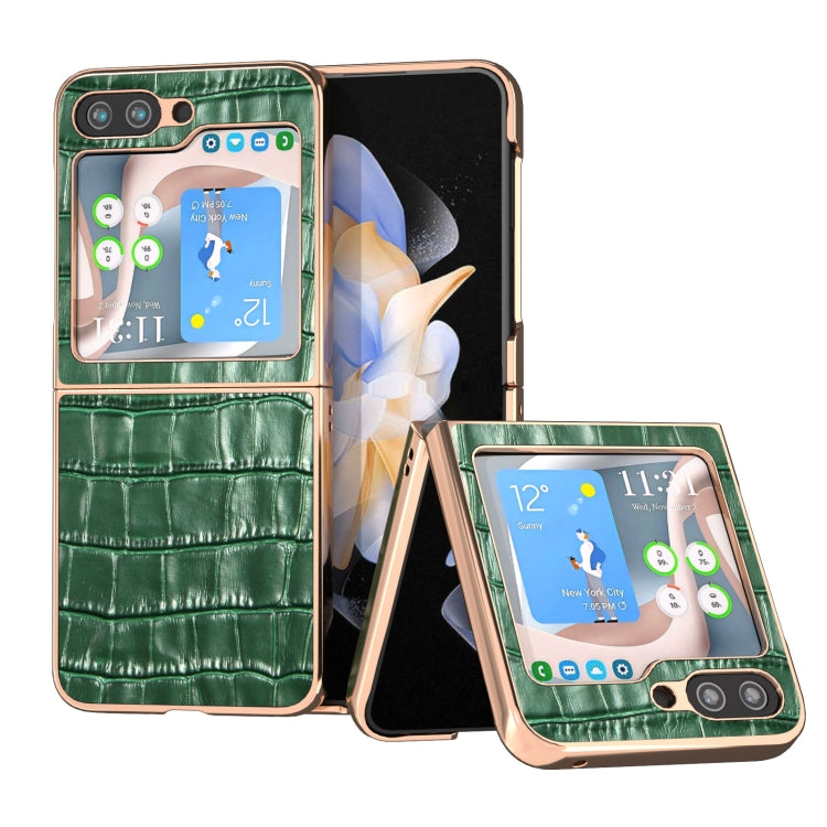 Custodia per telefono galvanica in vera pelle con trama di coccodrillo, For Samsung Galaxy S23 FE 5G, For Samsung Galaxy Z Fold5, For Samsung Galaxy Z Flip5