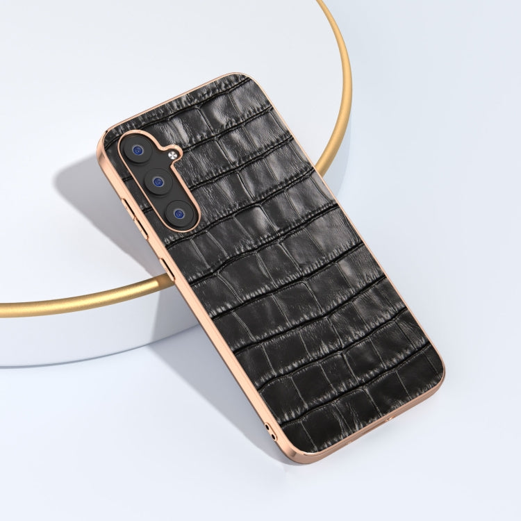 Custodia per telefono galvanica in vera pelle con trama di coccodrillo, For Samsung Galaxy S23 FE 5G, For Samsung Galaxy Z Fold5, For Samsung Galaxy Z Flip5