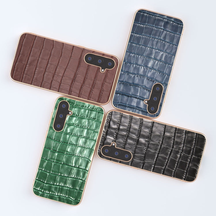 Custodia per telefono galvanica in vera pelle con trama di coccodrillo, For Samsung Galaxy S23 FE 5G, For Samsung Galaxy Z Fold5, For Samsung Galaxy Z Flip5