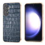 Custodia per telefono galvanica in vera pelle con trama di coccodrillo, For Samsung Galaxy S23 FE 5G, For Samsung Galaxy Z Fold5, For Samsung Galaxy Z Flip5