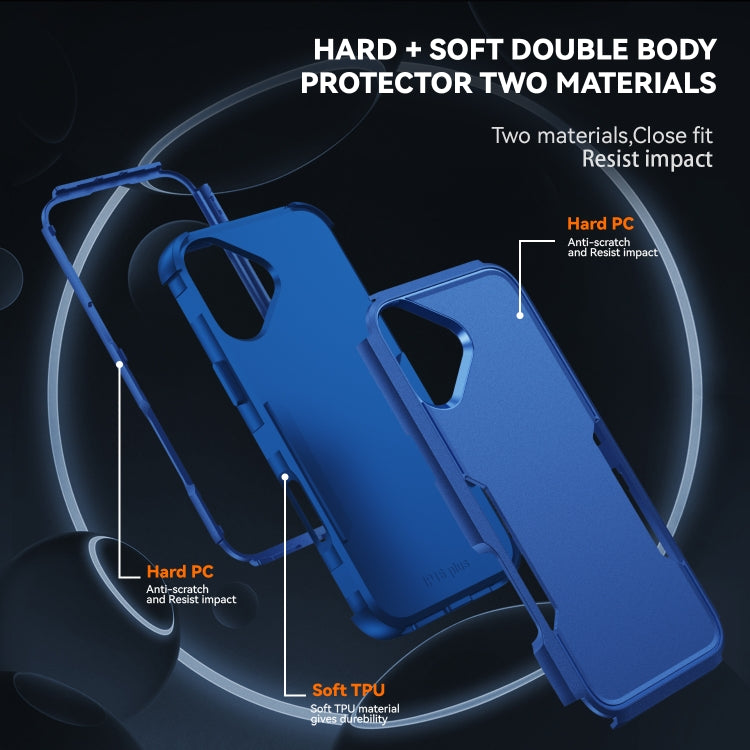 Custodia per telefono in TPU + PC antiurto per pendolari, For iPhone 16 Plus, For iPhone 16