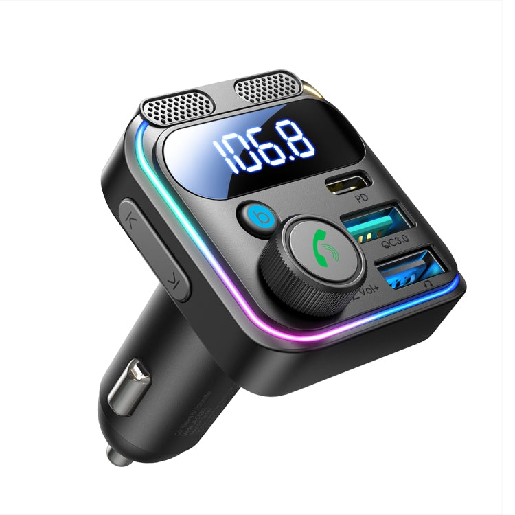 Trasmettitore FM wireless auto con doppio microfono 48W