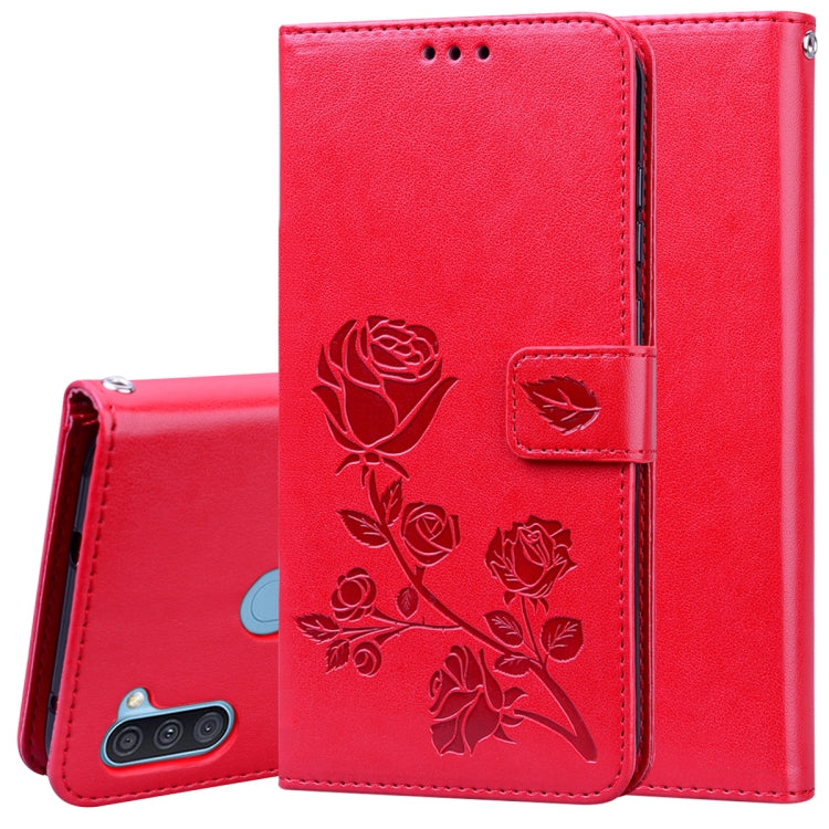 Custodia in pelle PU con vibrazione orizzontale in rilievo rosa con supporto, slot per carte e portafoglio, For Samsung Galaxy A11, For Samsung Galaxy A31, For Samsung Galaxy A41, For Samsung Galaxy M30s / M21