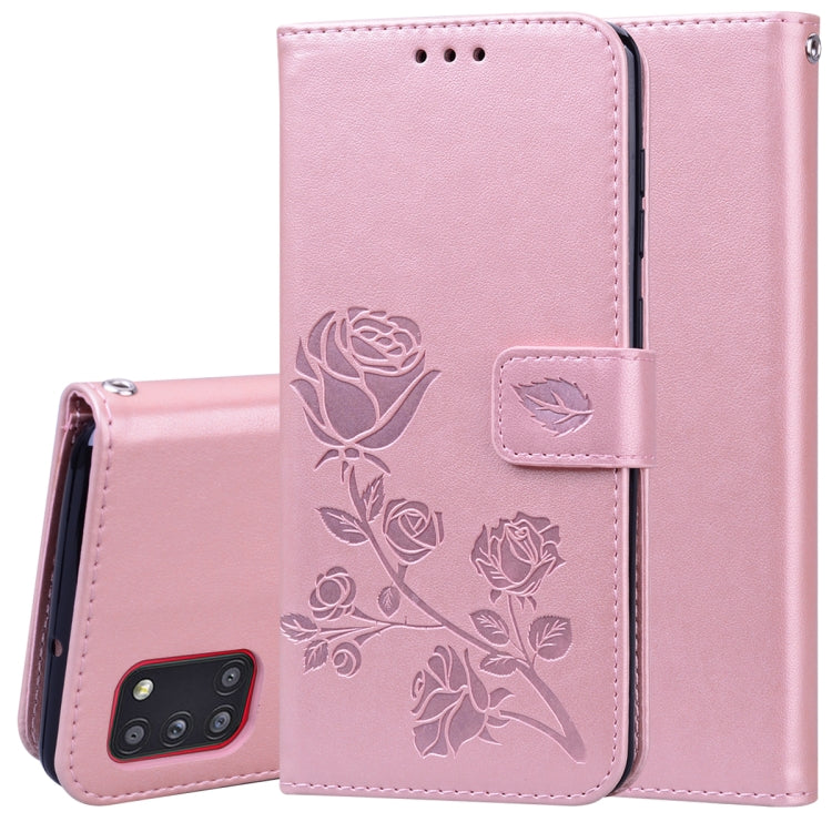 Custodia in pelle PU con vibrazione orizzontale in rilievo rosa con supporto, slot per carte e portafoglio, For Samsung Galaxy A11, For Samsung Galaxy A31, For Samsung Galaxy A41, For Samsung Galaxy M30s / M21