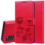 Custodia in pelle PU con vibrazione orizzontale in rilievo rosa con supporto, slot per carte e portafoglio, For Samsung Galaxy A11, For Samsung Galaxy A31, For Samsung Galaxy A41, For Samsung Galaxy M30s / M21
