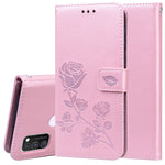 Custodia in pelle PU con vibrazione orizzontale in rilievo rosa con supporto, slot per carte e portafoglio, For Samsung Galaxy A11, For Samsung Galaxy A31, For Samsung Galaxy A41, For Samsung Galaxy M30s / M21