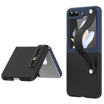 Custodia per telefono pieghevole con cinturino in pelle a contrasto, For Samsung Galaxy Z Flip5