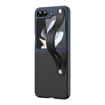 Custodia per telefono pieghevole con cinturino in pelle a contrasto, For Samsung Galaxy Z Flip5