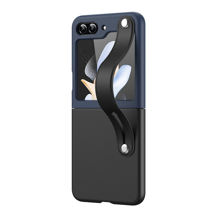 Custodia per telefono pieghevole con cinturino in pelle a contrasto, For Samsung Galaxy Z Flip5