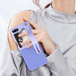 Custodia per telefono pieghevole con cinturino in pelle a contrasto, For Samsung Galaxy Z Flip5