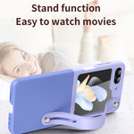 Custodia per telefono pieghevole con cinturino in pelle a contrasto, For Samsung Galaxy Z Flip5