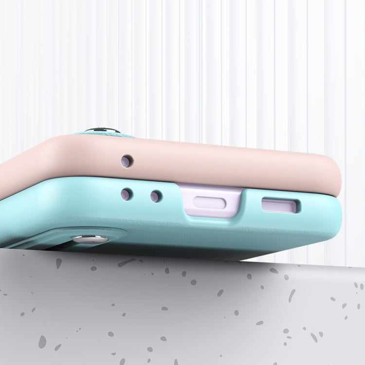 Custodia per telefono pieghevole con cinturino in pelle a contrasto, For Samsung Galaxy Z Flip5