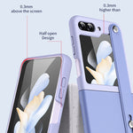 Custodia per telefono pieghevole con cinturino in pelle a contrasto, For Samsung Galaxy Z Flip5