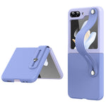 Custodia per telefono pieghevole con cinturino in pelle a contrasto, For Samsung Galaxy Z Flip5
