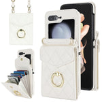 Custodia per telefono con slot per schede RFID Diamond Lattice con supporto per anello, For Samsung Galaxy Z Flip7 5G, For Samsung Galaxy Z Flip6 / Flip7 FE, For Samsung Galaxy Z Flip5