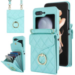Custodia per telefono con slot per schede RFID Diamond Lattice con supporto per anello, For Samsung Galaxy Z Flip7 5G, For Samsung Galaxy Z Flip6 / Flip7 FE, For Samsung Galaxy Z Flip5