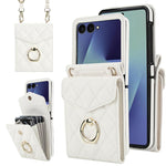 Custodia per telefono con slot per schede RFID Diamond Lattice con supporto per anello, For Samsung Galaxy Z Flip7 5G, For Samsung Galaxy Z Flip6 / Flip7 FE, For Samsung Galaxy Z Flip5
