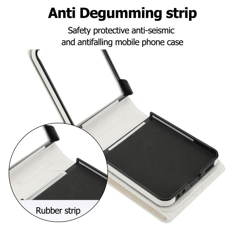 Custodia per telefono con slot per schede RFID Diamond Lattice con supporto per anello, For Samsung Galaxy Z Flip7 5G, For Samsung Galaxy Z Flip6 / Flip7 FE, For Samsung Galaxy Z Flip5