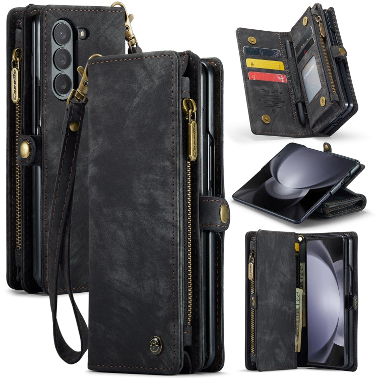 CaseMe 008 Custodia in pelle per telefono a portafoglio con cerniera multifunzionale, For Samsung Galaxy Z Fold5