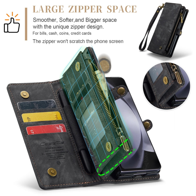 CaseMe 008 Custodia in pelle per telefono a portafoglio con cerniera multifunzionale, For Samsung Galaxy Z Fold5