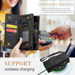 CaseMe 008 Custodia in pelle per telefono a portafoglio con cerniera multifunzionale, For Samsung Galaxy Z Fold5
