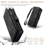 CaseMe 008 Custodia in pelle per telefono a portafoglio con cerniera multifunzionale, For Samsung Galaxy Z Fold5